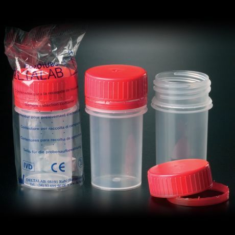 Csavaros mintatároló, 50 ml, PP