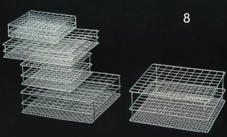 Rozsdamentes acél kémcsőtartó, 8-as típus