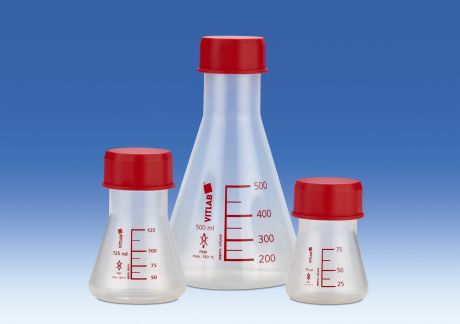 Erlenmeyer lombikok csavaros kupakkal, PMP
